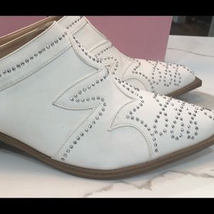 White Faux Nubuck Mules Sz 13m Womens